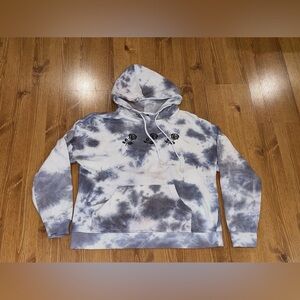 Empyre Hoodie Cozy Pullover Black Roses Tie Dye White Gray Women M Medium